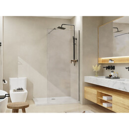 Душевая перегородка Azario Walk-in 90 см AZ-251-90-MGR-CL (стекло 8 мм) графит матовый/прозрачное фото 