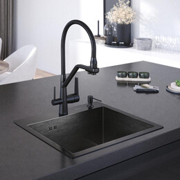 Кухонная мойка Gerhans K35044B 1 мм, PVD графит, Цвет производителя: графит фото 