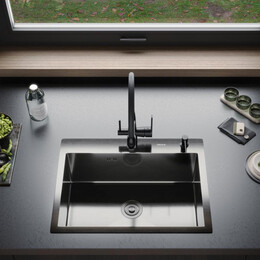 Кухонная мойка Gerhans K36045B 1 мм, PVD графит, Цвет производителя: графит фото 