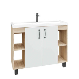 Тумба напольная с раковиной Grossman Флай 100 см 101001, дуб сонома/белая фото 