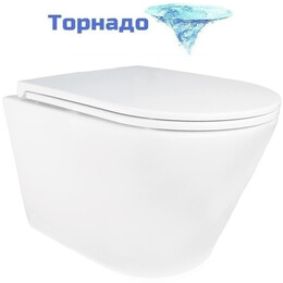 Унитаз подвесной безободковый Azario SONGO AZ-5180T-WHT с тонкой крышкой микролифт (система смыва Торнадо) фото 