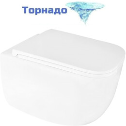 Унитаз подвесной безободковый Azario FOTE AZ-116-UQ3 с тонкой крышкой микролифт (Система смыва торнадо) фото 