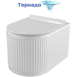 Унитаз подвесной безободковый Azario LUSTER AZ-2285 с тонкой крышкой микролифт (Система смыва торнадо) фото 