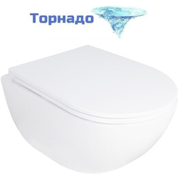 Унитаз подвесной безободковый Azario RUMBA AZ-5175T-WHT с тонкой крышкой микролифт (система смыва Торнадо) фото 