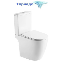 Унитаз-компакт безободковый Azario LEO TORNADO FLUSHING AZ-1253CT с тонкой крышкой микролифт (система смыва Торнадо) фото 