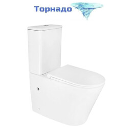 Унитаз-компакт безободковый Azario LANDER AZ-1257A с крышкой микролифт (система смыва Торнадо) фото 