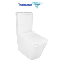 Унитаз-компакт безободковый Azario Quadro AZ-2175 UQ1 с крышкой микролифт, белый (Система смыва торнадо) фото 