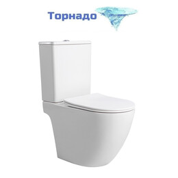 Унитаз-компакт безободковый Azario Levita AZ-2903T с тонким быстросъемным сиденьем микролифт (система смыва Торнадо) фото 