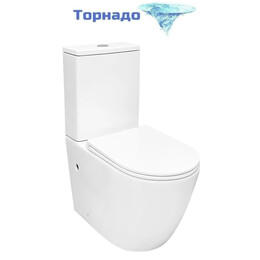 Унитаз-компакт безободковый Azario MIZEN AZ-8300 с тонкой крышкой микролифт (система смыва Торнадо) фото 