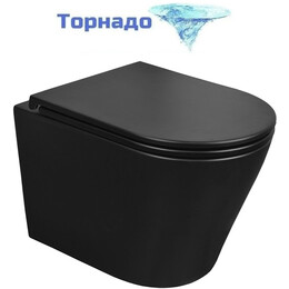 Унитаз подвесной безободковый Azario Teramo AZ-0053-UQ3-MB с крышкой микролифт (система смыва Торнадо) чёрный матовый, Цвет производителя: чёрный матовый фото 