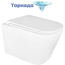 Унитаз подвесной безободковый Azario ESCONDA AZ-2805E с крышкой микролифт (Система смыва торнадо) фото 