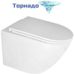 Унитаз подвесной безободковый Azario Eclat AZ-2381-A с тонкой крышкой микролифт (Система смыва Торнадо) фото 