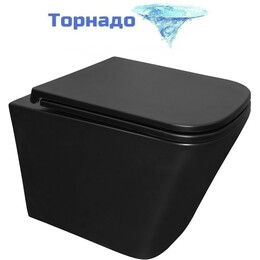 Унитаз подвесной безободковый Azario Teramo AZ-0052-UQ3MB с крышкой микролифт (система смыва Торнадо) чёрный матовый, Цвет производителя: чёрный матовый фото 