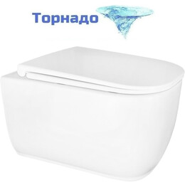 Унитаз подвесной безободковый Azario RIANO AZ-2808E с крышкой микролифт (Система смыва торнадо) фото 