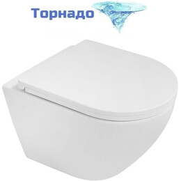 Унитаз подвесной Azario Blanco AZ-9003WT с тонкой крышкой микролифт (Система смыва Торнадо) фото 