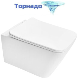 Унитаз подвесной Azario Indor AZ-9004WT с тонкой крышкой микролифт (Система смыва Торнадо) фото 