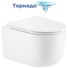 Унитаз подвесной безободковый Azario Serenata AZ-5101T-WHT с тонким быстросъемным сиденьем микролифт (Система смыва торнадо) фото 
