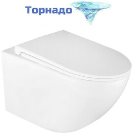 Унитаз подвесной безободковый Azario BONELLE AZ-2801E с тонкой крышкой микролифт (Система смыва торнадо) фото 