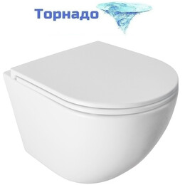 Унитаз подвесной безободковый Azario Pro PRO-0001 UQ3 с тонкой крышкой микролифт (система смыва Торнадо) фото 
