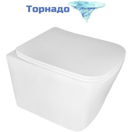 Унитаз подвесной безободковый Azario Cascad M AZ-10002 с тонкой крышкой микролифт (Система смыва Торнадо) фото 