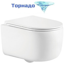 Унитаз подвесной безободковый Azario Nata AZ-5102T-WHT с тонким быстросъемным сиденьем микролифт (Система смыва торнадо) фото 