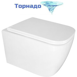 Унитаз подвесной безободковый Azario Legenda AZ-2305-AS с тонкой крышкой микролифт (Система смыва Торнадо) фото 