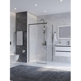 Душевое ограждение Cezares 100x80 см PLANE-AH-1-100/80-C-GM, оружейная сталь/прозрачное фото 
