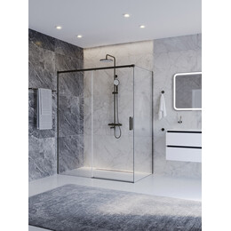 Душевое ограждение Cezares 160x80 см PLANE-AH-1-160/80-C-GM, оружейная сталь/прозрачное фото 