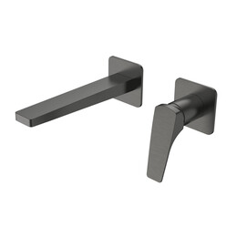 Смеситель для раковины настенный Vincea Puro VBFW-5P01GM (со скрытой частью) вороненая сталь фото 