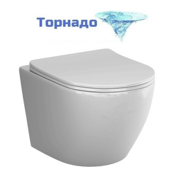 Унитаз подвесной безободковый AM.PM Like C801901SC с тонкой крышкой микролифт (Система смыва торнадо) фото 