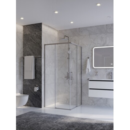 Душевое ограждение Cezares 90x90 см PLANE-A-2-90-C-IN, сатин/прозрачное фото 
