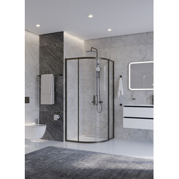 Душевое ограждение Cezares 90x90 см PLANE-R-2-90-C-GM, оружейная сталь/прозрачное фото 