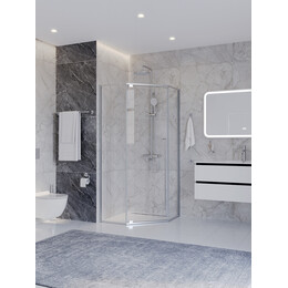 Душевое ограждение Cezares 90x90 см PLANE-P-1-90-C-CR (стекло 8 мм) хром/прозрачное фото 