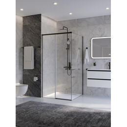 Душевое ограждение Cezares 100x100 см PLANE-A-1-100-C-GM, оружейная сталь/прозрачное фото 