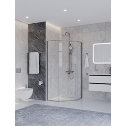Душевое ограждение Cezares 90x90 см PLANE-P-1-90-C-IN (стекло 8 мм) сатин/прозрачное фото 