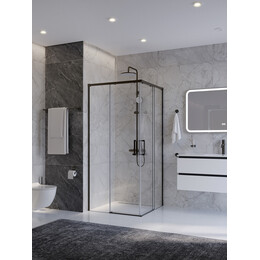 Душевое ограждение Cezares 100x100 см PLANE-A-2-100-C-GM, оружейная сталь/прозрачное фото 