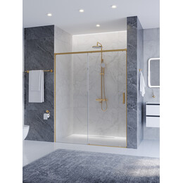 Душевая дверь Cezares 160 см PLANE-BF-1-160-C-BORO, брашированное золото/прозрачное фото 