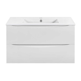 Тумба подвесная с раковиной Vincea Mia Slim 90 см VMC-2MC900S1GW (раковина белая VBS-13990S1) фото 