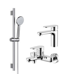 Набор смесителей 3 в 1 для ванны с коротким изливом Aquatek Ника AQ1830CR фото 