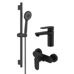 Набор смесителей 3 в 1 для душа Aquatek Ника AQ1831MB, чёрный матовый фото 