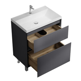 Тумба напольная с раковиной Grossman Меркадо 70 см 107073, графит матовая фото 