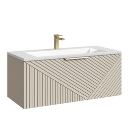 Тумба подвесная с раковиной Grossman Блисс 100 см 1010049, бежевый матовый фото 