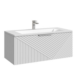 Тумба подвесная с раковиной Grossman Блисс 100 см 1010050, белый матовый фото 