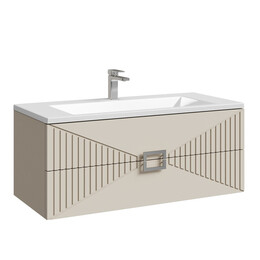 Тумба подвесная с раковиной Grossman Луксор 100 см 1010057, бежевый матовый фото 