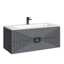 Тумба подвесная с раковиной Grossman Луксор 100 см 1010059, графит матовая фото 