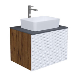 Тумба подвесная со столешницей Grossman Альба 65 см 106503 (раковина в комплекте) веллингтон/белая фото 