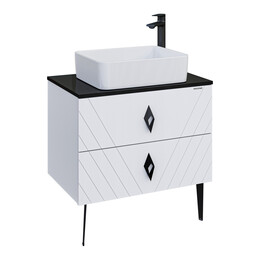 Тумба подвесная со столешницей Grossman Вива 70 см 107012 (раковина в комплекте) белый глянец фото 