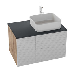 Тумба подвесная со столешницей Grossman Альба 80 см 108011 (раковина в комплекте) веллингтон/белая фото 