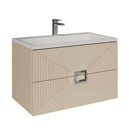 Тумба подвесная с раковиной Grossman Луксор 70 см 107056, бежевый матовый фото 