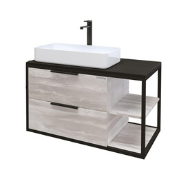 Тумба подвесная со столешницей Grossman Лофт 90 см 109002 (раковина в комплекте) шанико/металл чёрный фото 